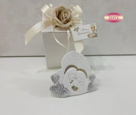 ICONA CUORE SACRA FAMIGLIA ORO GLITTER RESINA 8CM