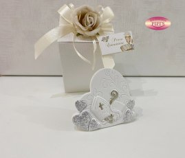 ICONA CUORE CRESIMA ORO GLITTER RESINA 8CM