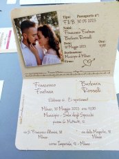 PARTECIPAZIONE PASSAPORTO DI MATRIMONIO + INVITO BIGLIETTO AEREO + BUSTA.  