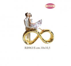 Coppia resina bianco/oro GOLD ROCK INFINITO cm.10x10,5 