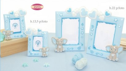 PORTAFOTO ELEFANTINO CUORE CELESTE Collezione Willy H13CM 