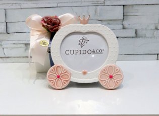 CARROZZA CON CORONA 14X14CM PORCELLANA 