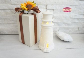 FARO CON LED H17CM porcellana bianca